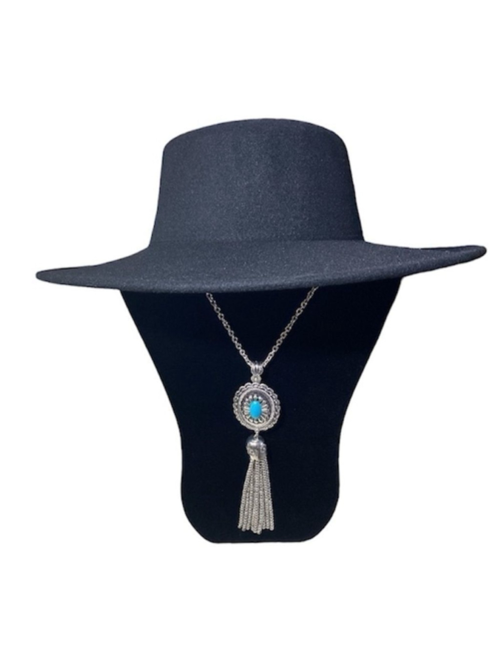 Felt Boho Cowgirl Hat  Black or Green Size 7 to 7 1/8 Fedora Ranchwear Brand New - Picture 5 of 14